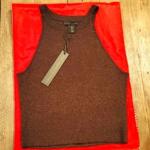 House of Harlow Brown Glitzy Stretch Crop Tank NWT